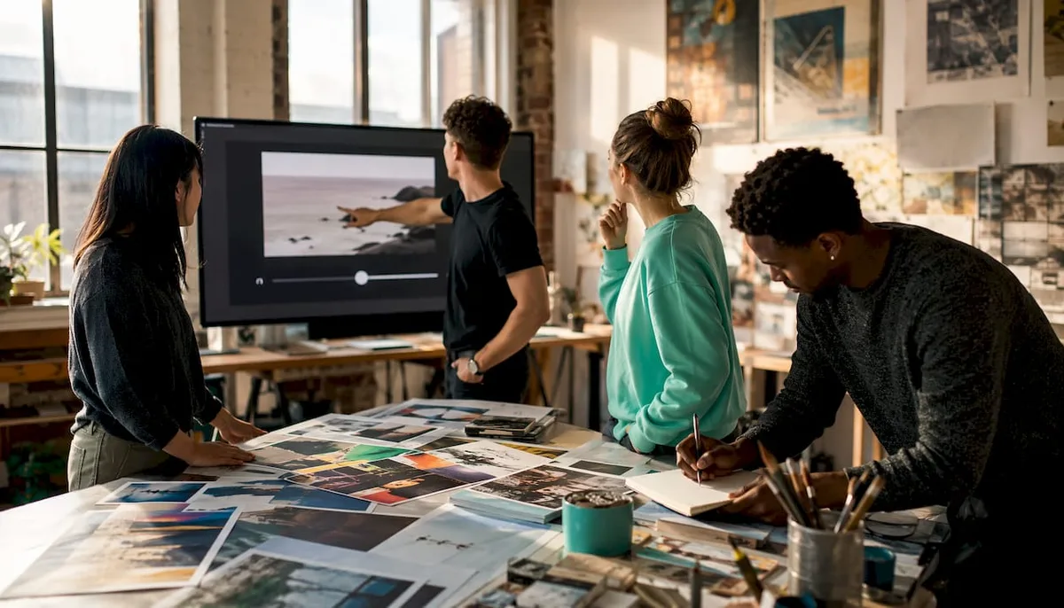 Hands adjusting a photo resizing slider on a desktop