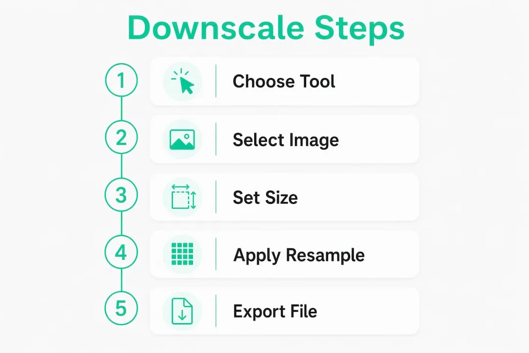 Infographic showing the step-by-step image downscale process